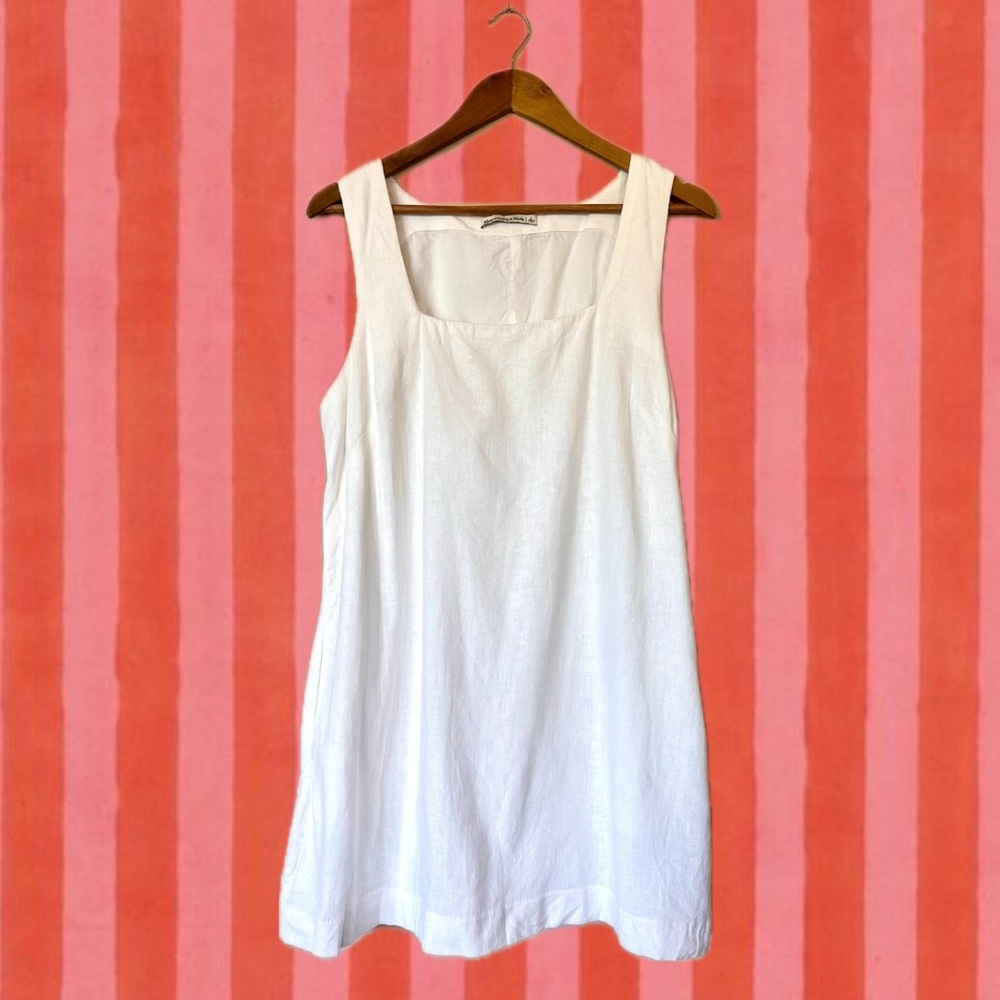 Abercrombie and Fitch White Linen Sleeveless Shift Mini Dress
